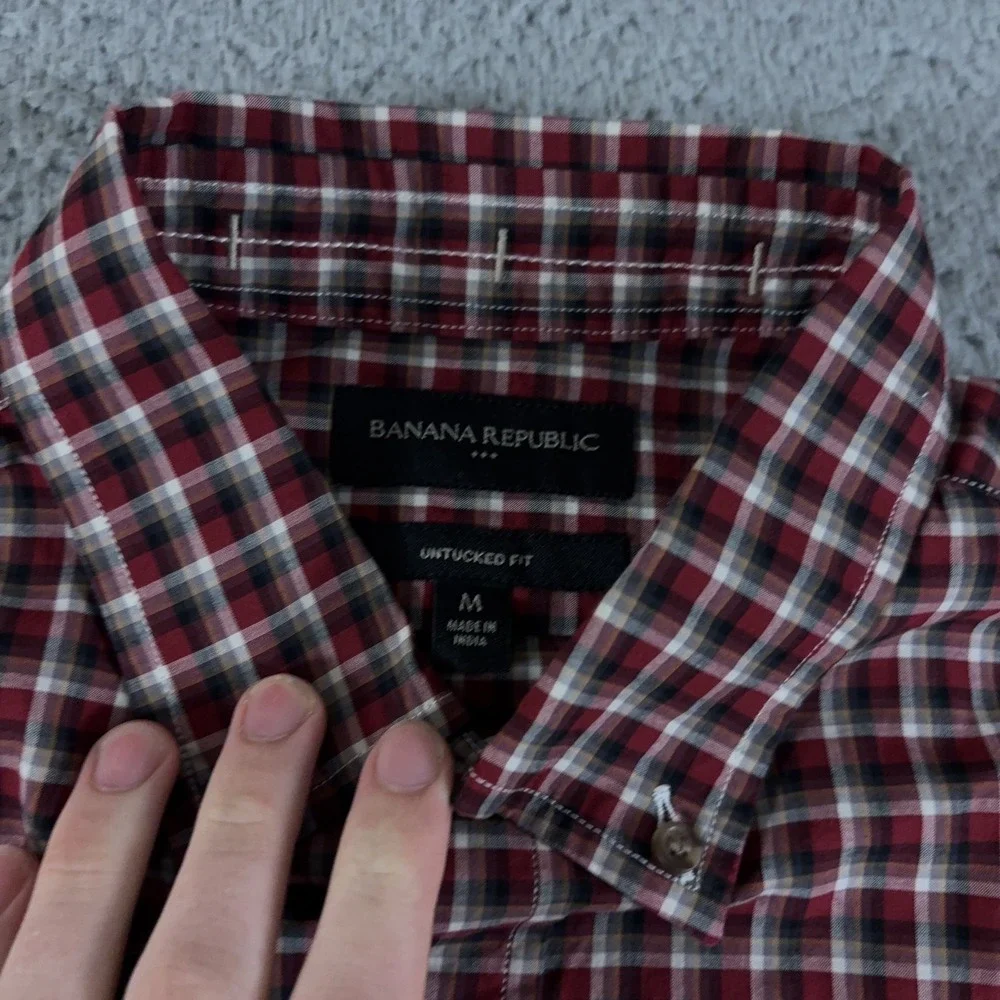 LOT OF 2 Banana Republic Shirt Mens Medium Button Down Untucked Oxford Preppy